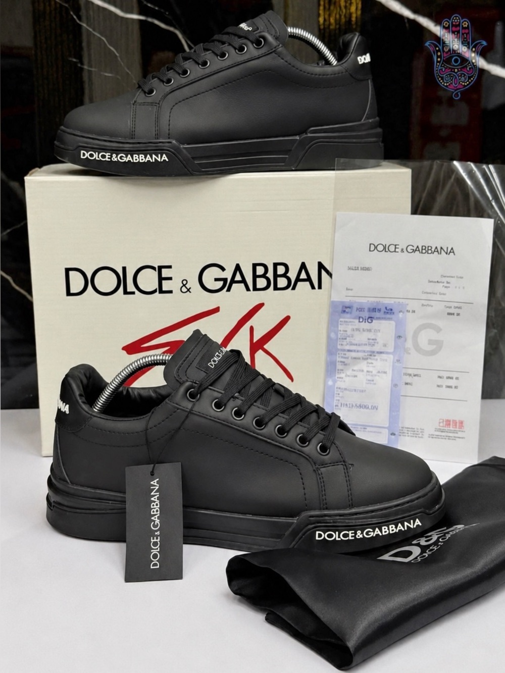 Dolce & Gabbana Men's Black Logo Low-Top Sneakers N/A
